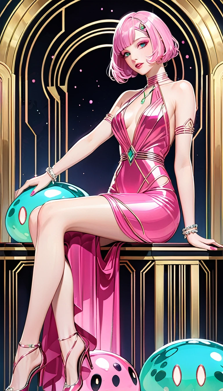 Slime woman,pink, Art Deco,