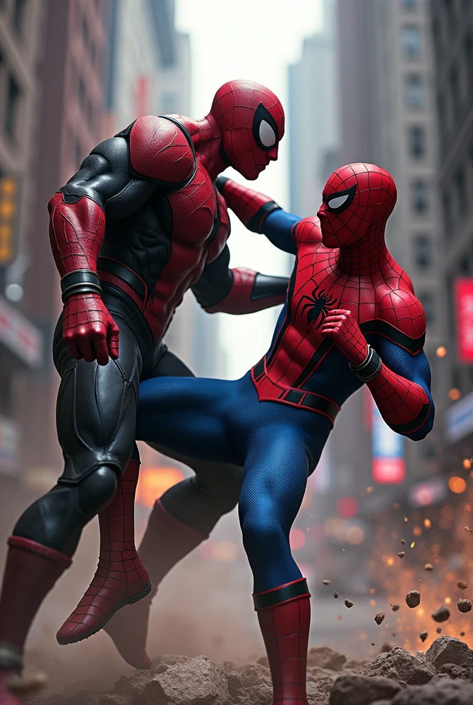Safeguard and spider man fighting with each other hand to hand