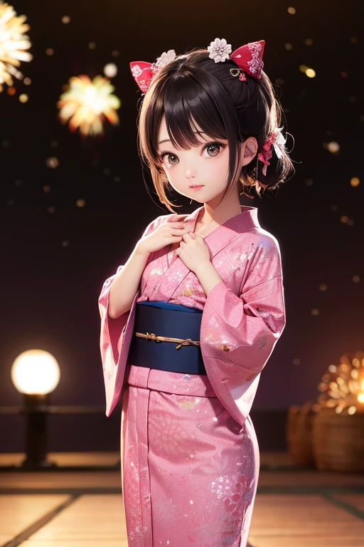 firework, Yukata, Flat Chest