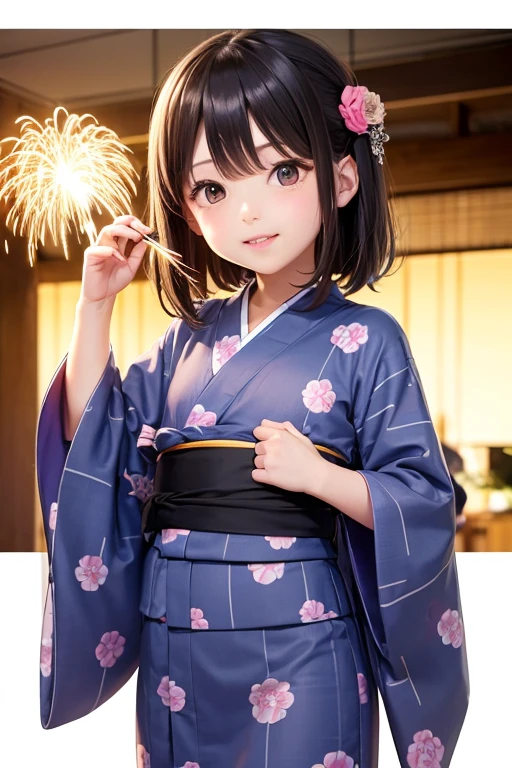 firework, Yukata, Flat Chest