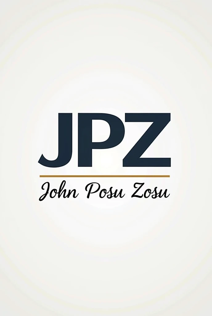 Design a business label featuring the display letters "JPZ" as the central element. It should prominently display the letters "JPZ" in a bold, distinctive font. Under the letters "JPZ" inscribe the word "John Posu Zosu" in italics cursive writing. The design should convey professionalism and strength, with a color scheme and style that aligns with the business’s identity. Consider incorporating elements that complement the letters, such as a modern or classic border, to enhance the overall appearance and ensure the label is both eye-catching and memorable.