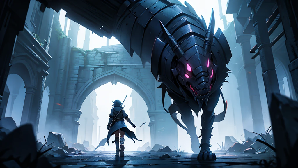 Solo rogue walking through a dark dungeon. Epic Quality. Hi-rez image.