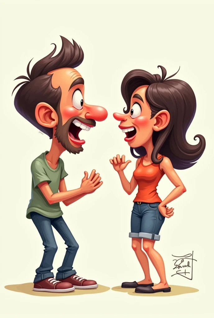 Carricature about interaction (drawing)