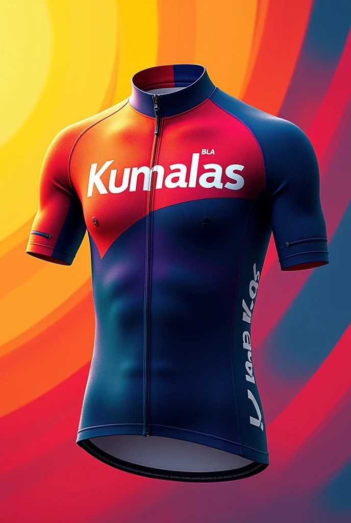 Create a cycling jersey and put the name of team the name of the team is consistent kumalas