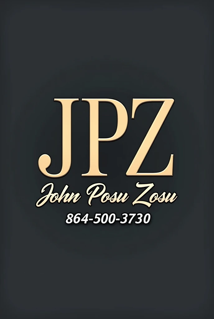 Design a business label featuring the display letters "JPZ" as the central element. It should prominently display the letters "JPZ" in a bold, distinctive font. Under the letters "JPZ" inscribe the word "John Posu Zosu" in italics cursive writing. Under the word "John Posu Zosu" inscribe this numbers "2347025416917" in italics cursive writing. The design should convey professionalism and strength, with a color scheme and style that aligns with the business’s identity. Consider incorporating elements that complement the letters, such as a modern or classic border, to enhance the overall appearance and ensure the label is both eye-catching and memorable.