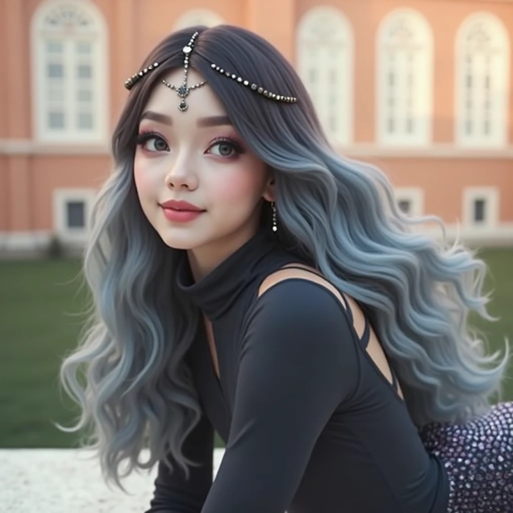 1girll,(enchanced quality:1.4),(Top quality true texture skin), Gradient hair, body,(perfect bodies:1.1), There are precious stones on the forehead, rimless eyewears, Sparkling pupils,long eyelasher,grin, hyper photorealism, Cinematic lighting, projected inset, Surrealism, hyper HD, Masterpiece, 16K,Lie down,dream on,Mermaid Princess、slim、Big Breasts、White skin、Functional、Large Breasts、Closed Mouth、Pink Lips、Red cheeks、Captivate the audience、