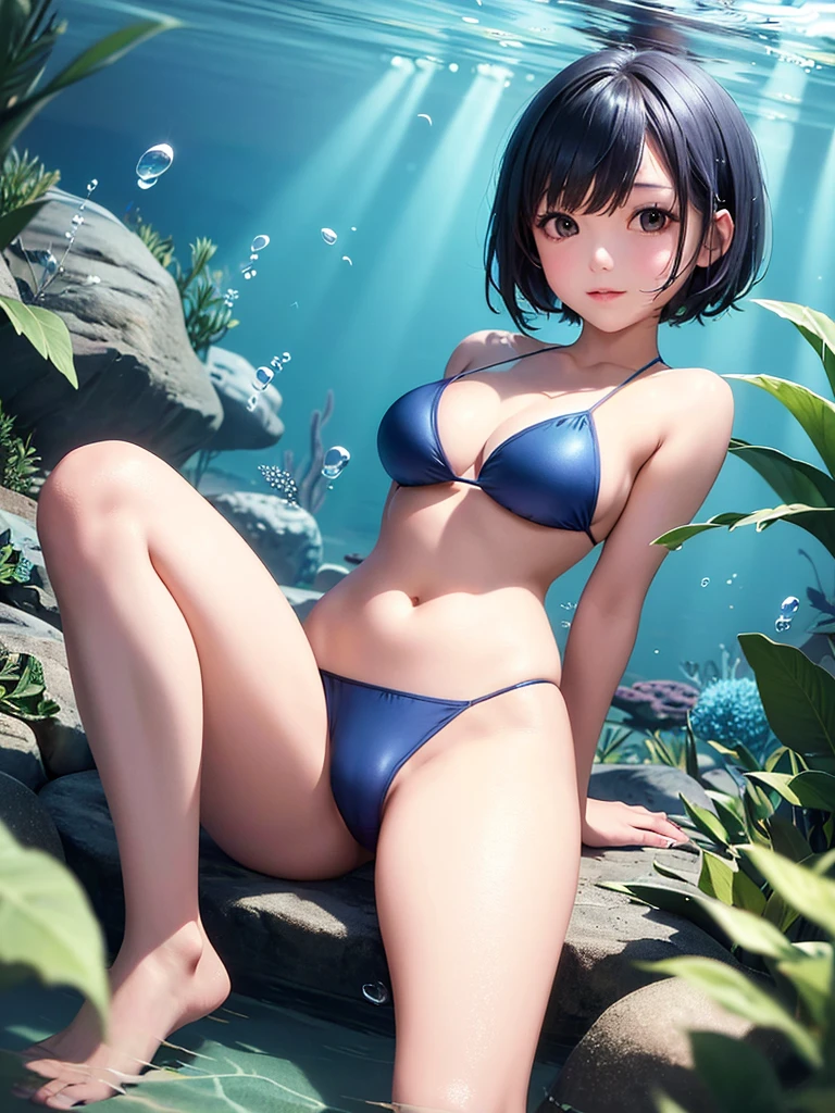 Beautiful girl,sexy lady, blue light bikini girl, camel toe, หัวนม,
short hair black, Underwater, sea water, wet, ดำน้ำทะเล,