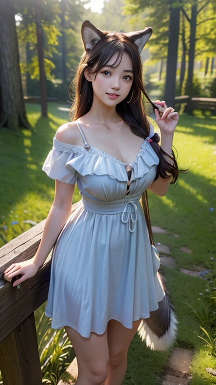 bare shoulders, dress, ((Large breasts)),Bare shoulders, short hemlines, 4k ultra hd, masterpiece, a girl, good face, detailed eyes, detailed lips, flower fairy girl, Random scenes, random shooting angles, elegant poses