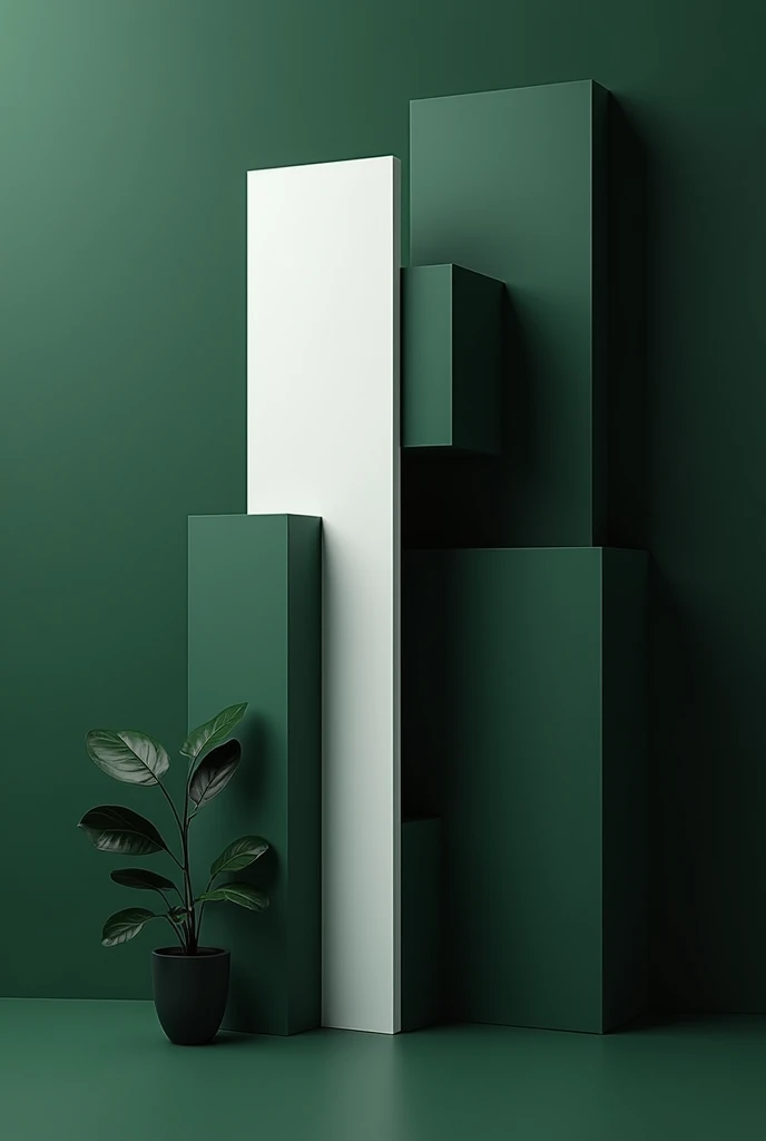 Create geometric art in dark green, white and black