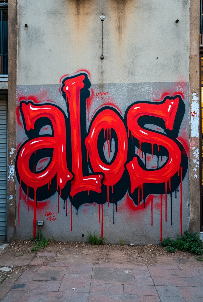 A graffiti that sais "alos" , bold
