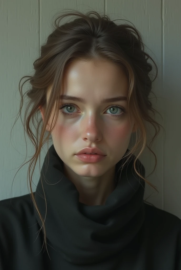 A blonde Russian woman with a depressed face