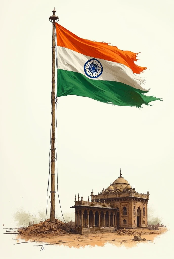 Creative Sketch of indian flag bringing out the meaning of Freedom, ultra realistic 