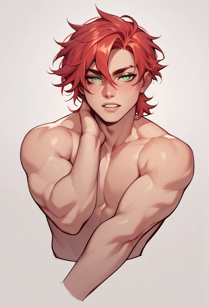 boy, Red-Haired, hairless, light green eyes