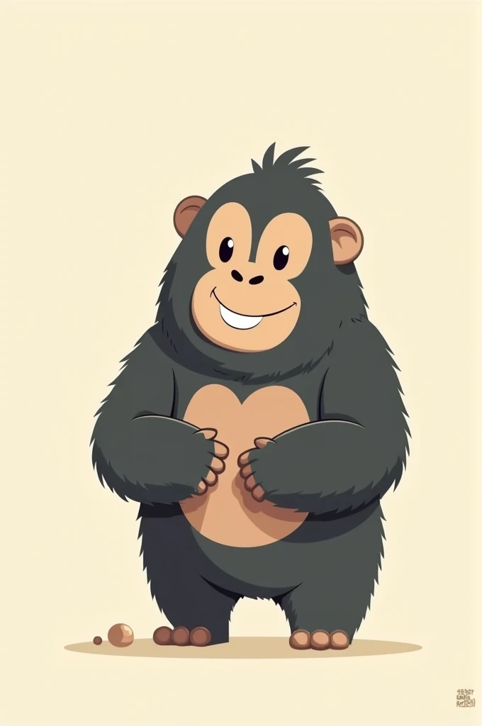 A simple and stylish illustration of a gorilla saying hello
