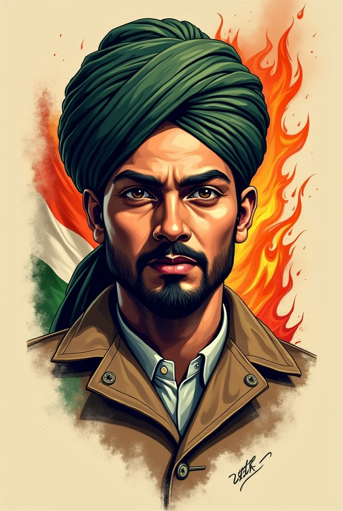 Bhagat Singh tattoo design 