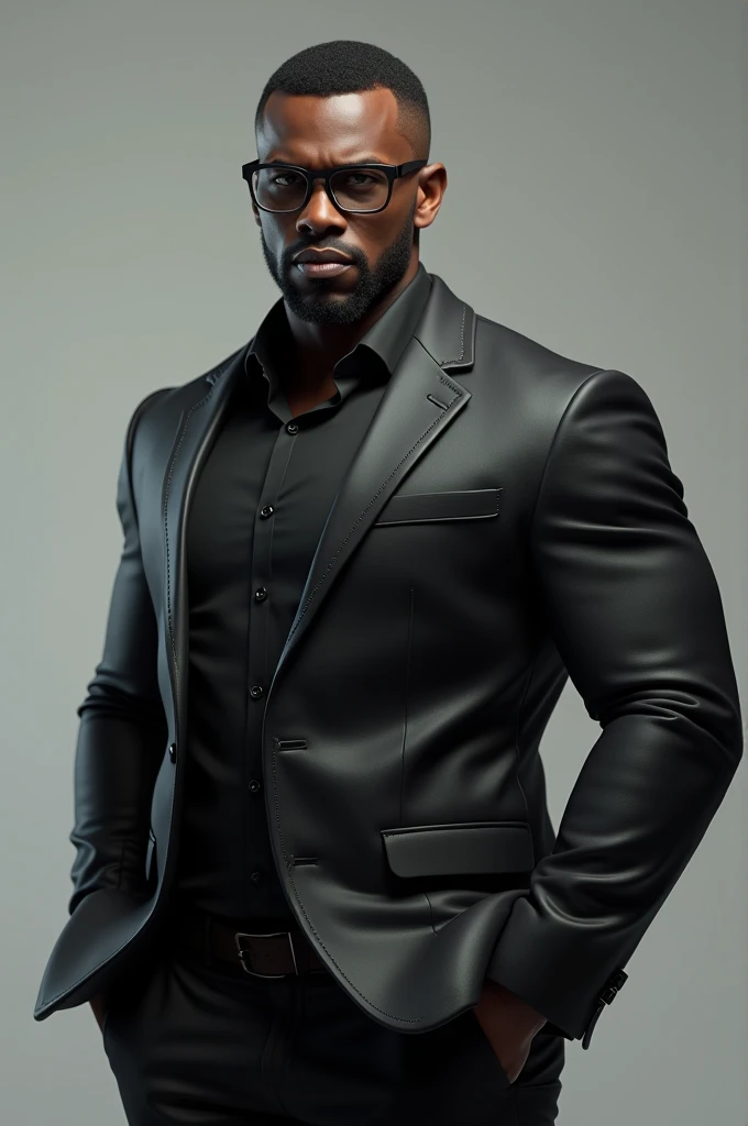 A tall black guy with glasses