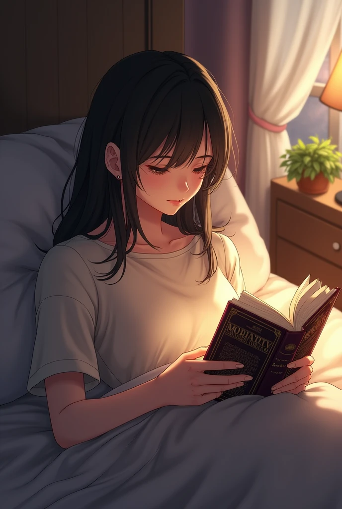 Sitting up in bed, Mei reached for the well-worn copy of "Moriarty the Patriot" resting on her nightstand. She ran her fingers reverently over the intricate cover