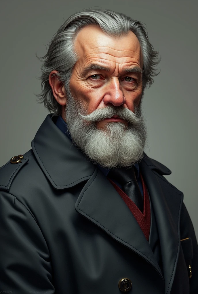 Russian 66 old man with beard founder of the company that is selling machine. 