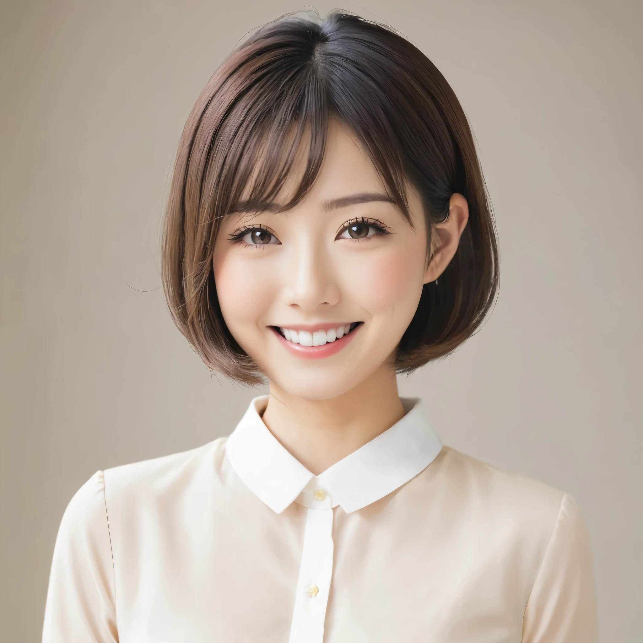 Japanese、woman、OL、Bust Shot、smile、Short Bob、smile、office