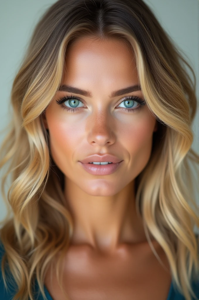 American woman, bionde, blue eye