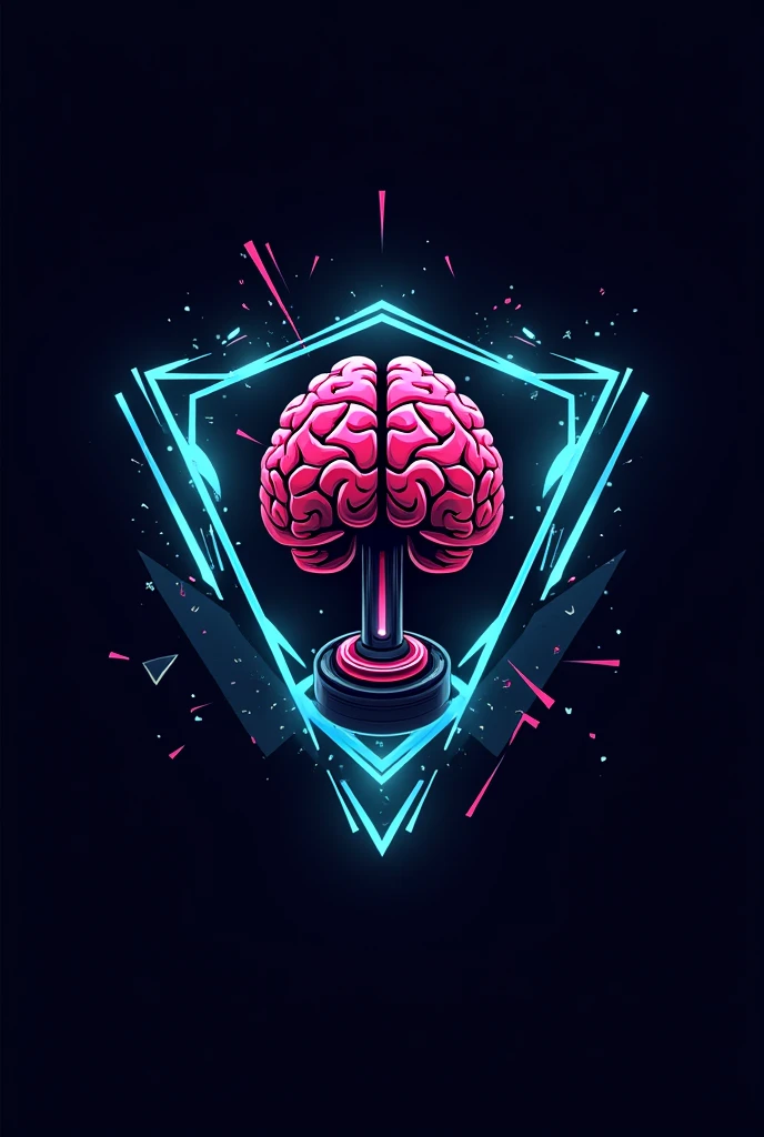 A gaming logo and brain hurting with a gaming joystic