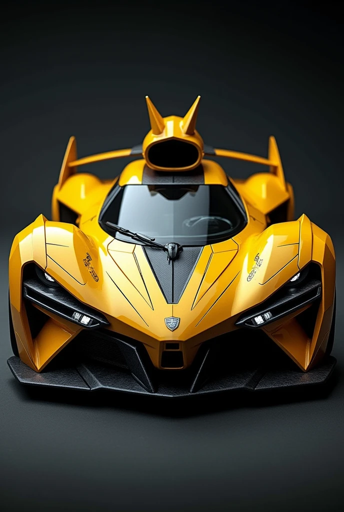 Make a car with airplane details and helicopter elise without airplane style door with fox details and fox style entrance through the roof of the transformers decepticon dark yellow power rangers