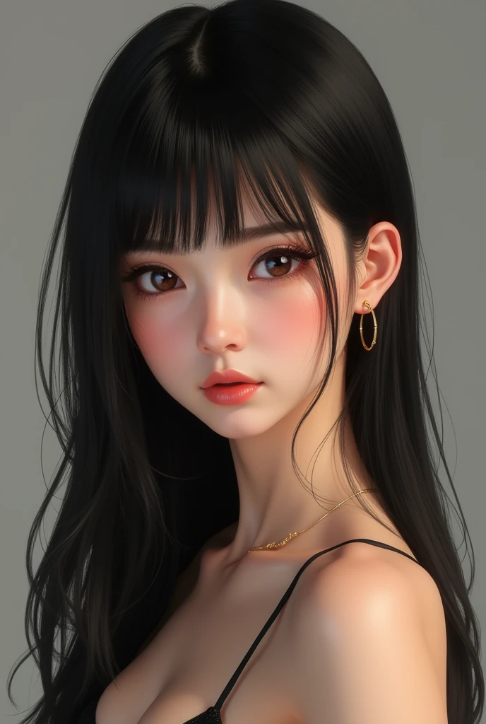 (photorealism:1.2), Tomie is a young woman, frequently described as incredibly beautiful by those she knows.

Her hair reaches her shoulders with straight bangs over her forehead and her hair is black, although in certain versions it is shorter, while in others it is light blonde.