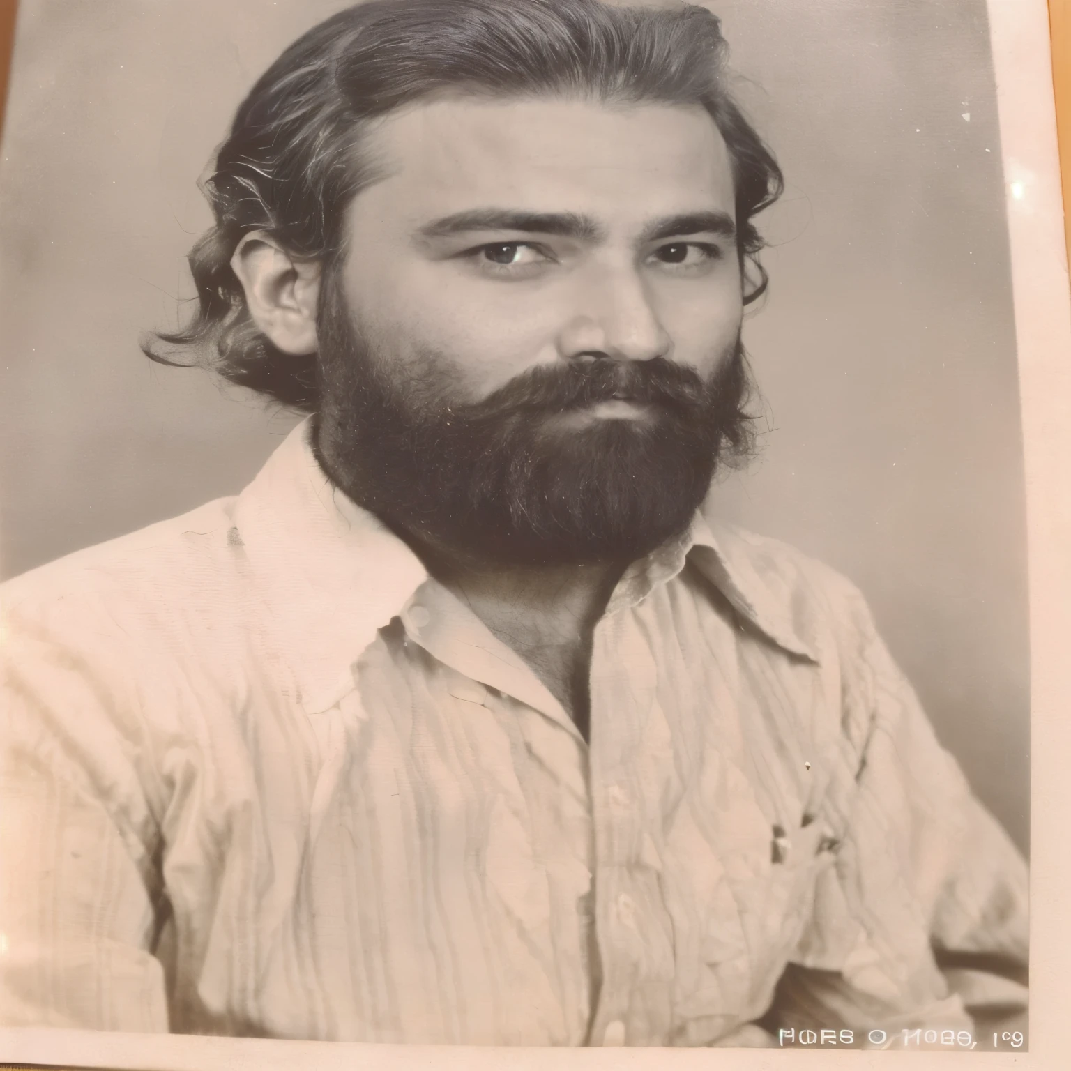 arafed photo of a man with a beard and a mustache, about 3 5 years old, around 1 9 years old, old picture, photo of a man, old photo, taken in the late 1970s, a photo of a man, very old photo, old photograph, taken in the 1970s