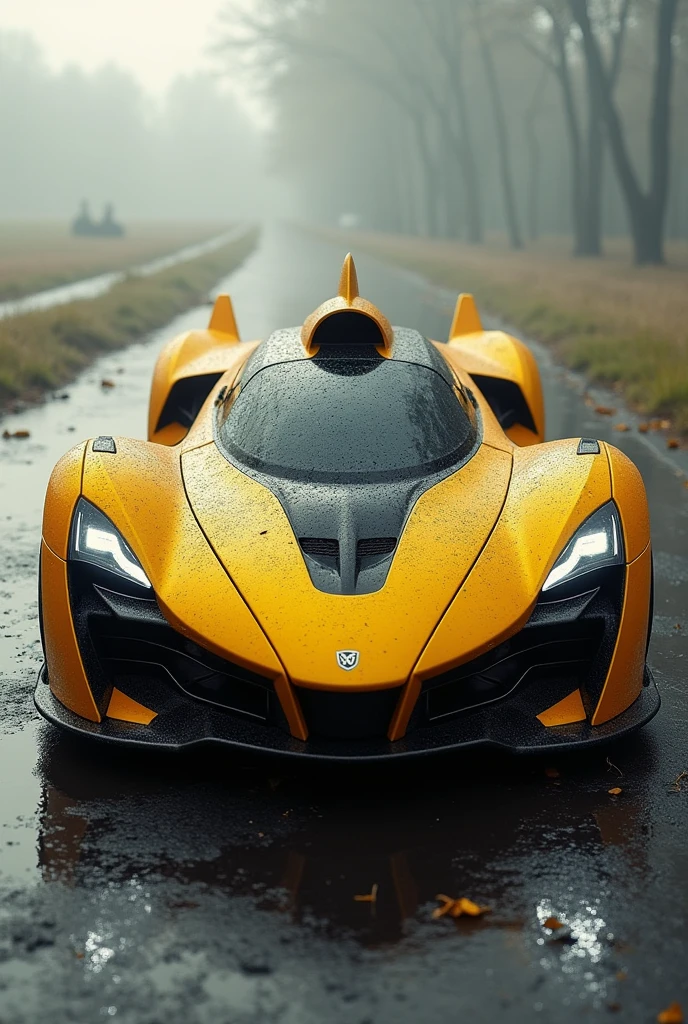 Make a car with airplane details and helicopter elise without airplane style door with fox details and fox style entrance through the roof of the transformers decepticon dark yellow super sentai