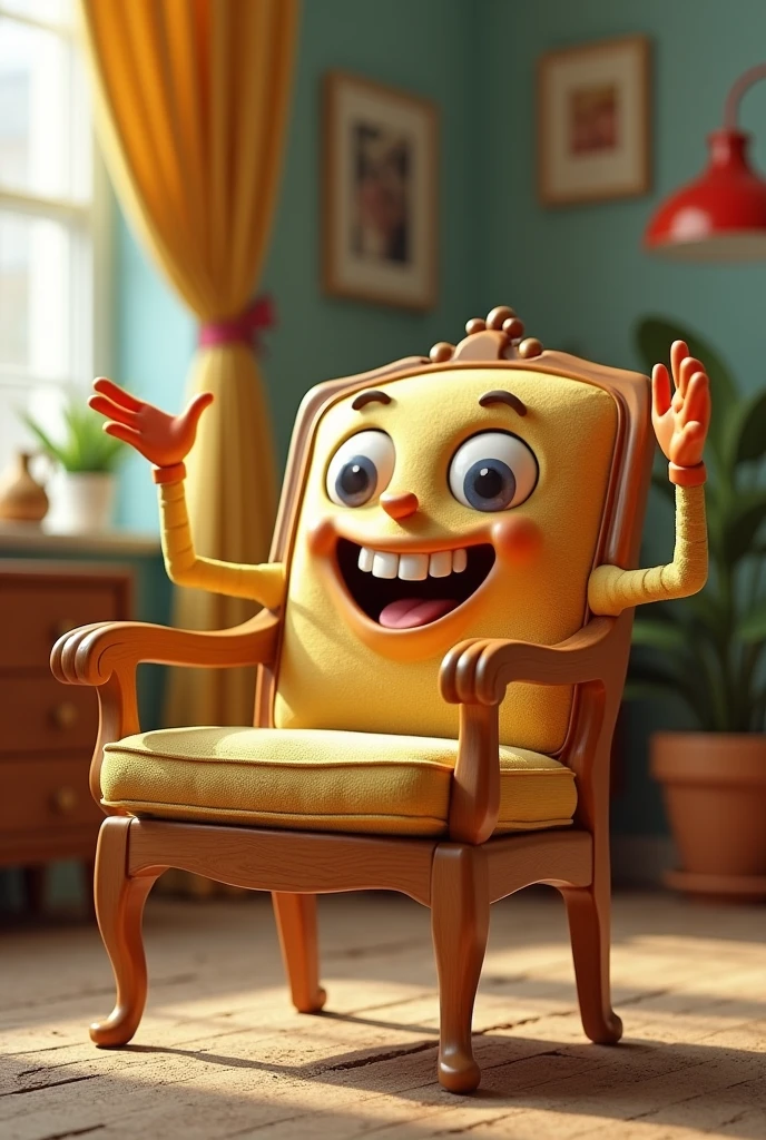 a very funny chair with arms