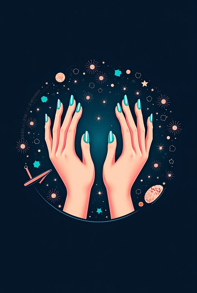 Irina's_Space manicure salon logo nails nail design space for beauty hands manicure tools varnish turquoise master 
