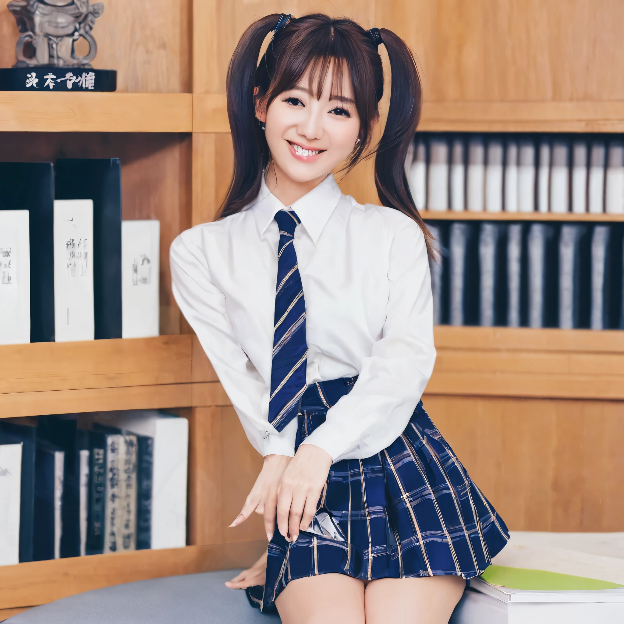 Japanese、woman、OL、Bust Shot、smile、Twin tails、smile、slender、office