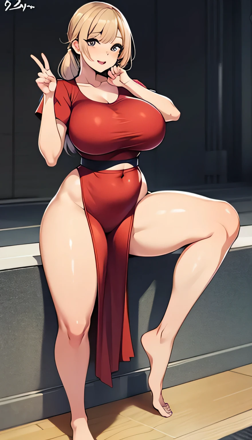 Best quality, high detailed, 8K quality, 4k resolution, Full body 23 years old japanese girl, random hair color, random hairstyle, stunning hairstyle, gorgeous face, massive breast, curvy body, wearing Slip Dresses: Soft, often satin dresses that were worn over t-shirts, playful expression, random pose