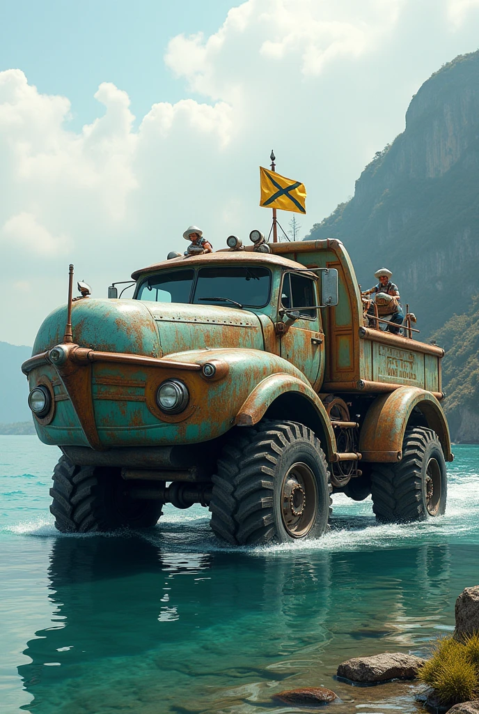 A truck in the shape of a boat