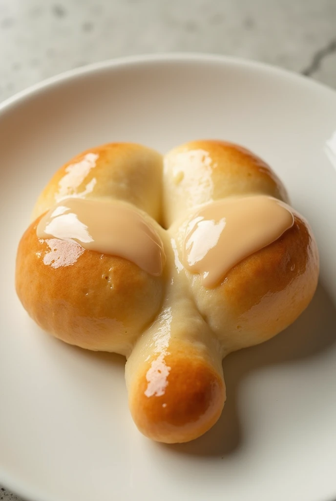 Vagina-shaped bread covered with condensed milk