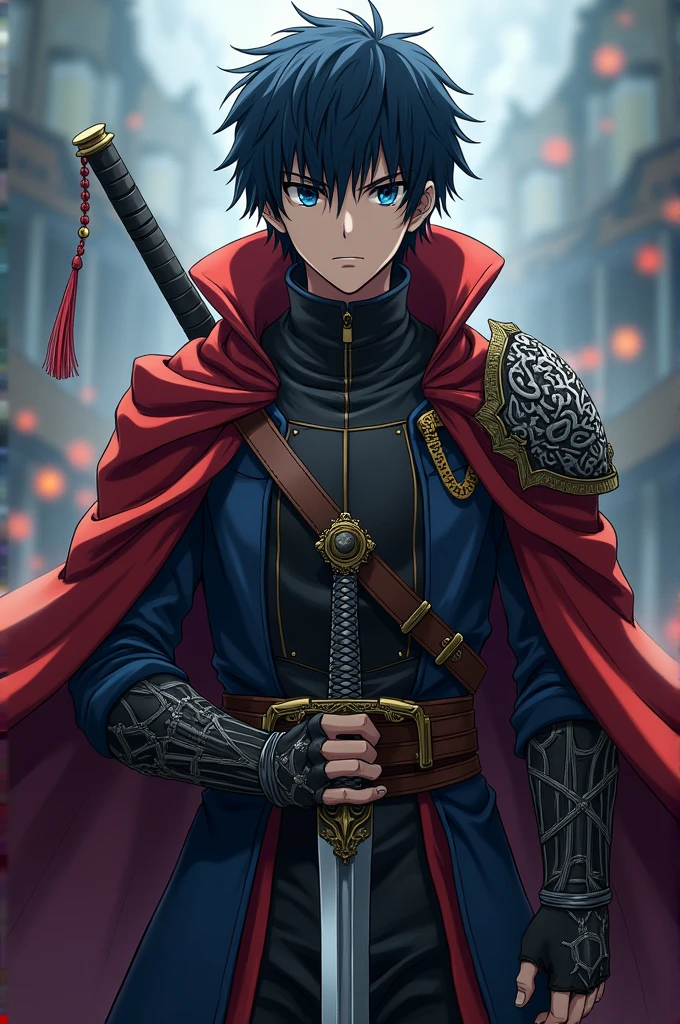 Guts pose、Blue Eyes、Hair center part、juvenile、anime
