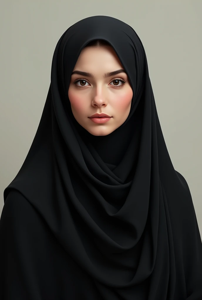 hyperrealistic), (illustration), (high resolution), (8K), (extremely detailed), (best illustration), small , naked, nudes, hijab pashmina, black sweater
