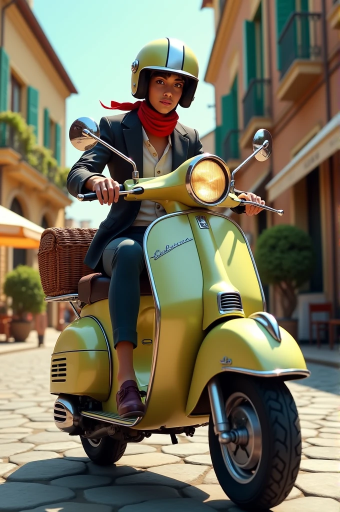 on a Vespa