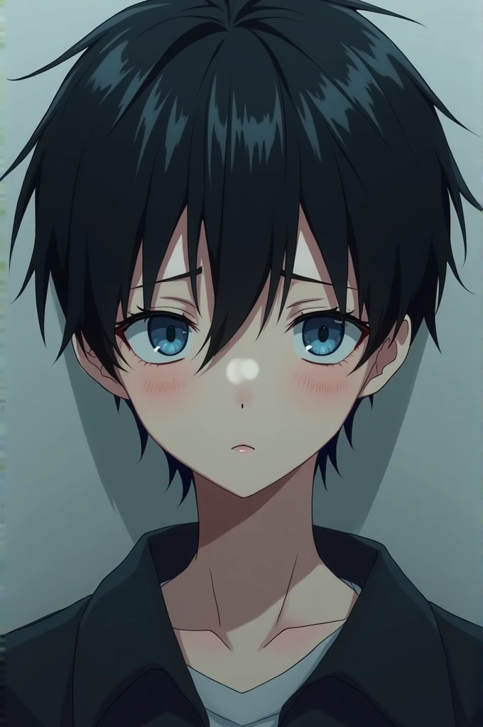 My soul is gone、Blue Eyes、Hair center part、Black-haired boy、anime