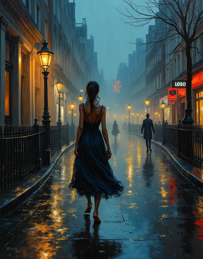 (rainy night:1.5), (Tasteful:1.5), (full color:1.5), 8k, 4k, (magic:1.5), (dripping paint;1.5), (night London street:1.5), (1900s:1.5), (1girl:1.3), solo, (wearing a long wet dress:1.5), (slender:1.5), (back shot:1.5), (full body:1.5), (beautiful city lighting:1.5), (light reflection:1.3), (steam:1.5), (fog:1.5), (mist:1.5), (humid:1.5), (smog:1.5), (heavy rain:1.5),(wet:1.5), (sweat:1.5),(step:1.5),(rolling:1.5),(dynamic:1.5), ((a thick textured oil painting, impasto brushstrokes, dry brushing, paletteknife:2)) oil painted harmonic colors, modern impasto style, abstract art, vibrant colors, deep shadows, warm lighting, atmospheric, moody, dramatic, intricate details, Harmonic composition, expressive brushwork, textural paint surface, (best quality,4k,8k,highres,masterpiece:1.2),ultra-detailed,(realistic,photorealistic,photo-realistic:1.37)
