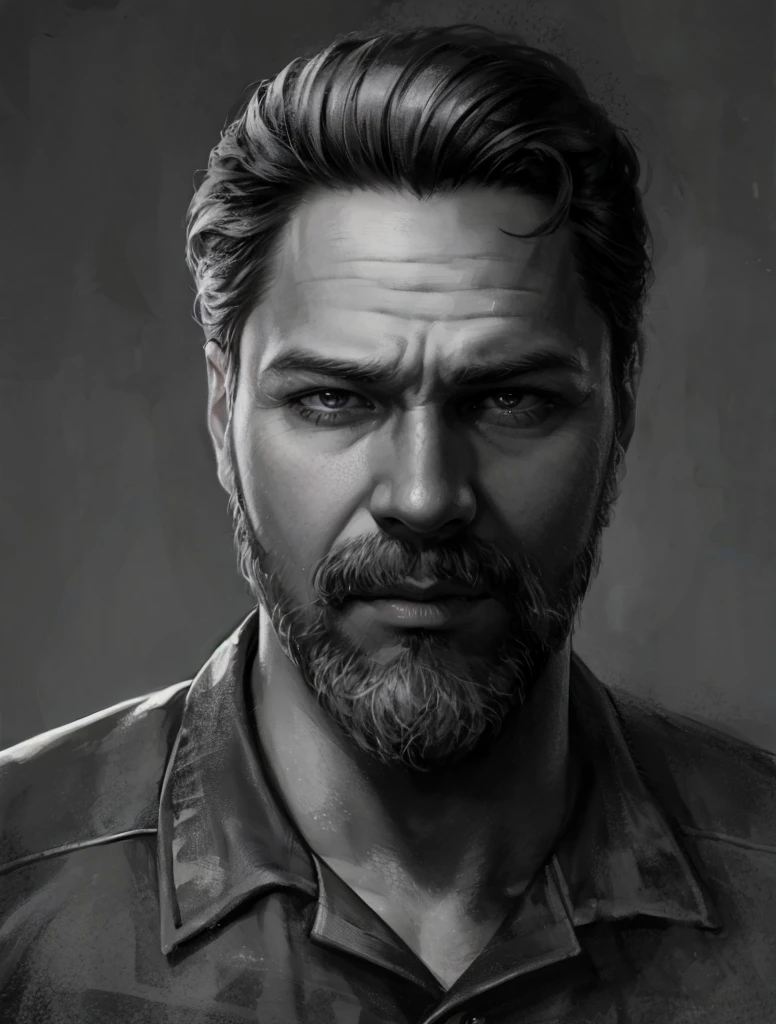 man, hair, Realism, portrait, shirt, digital painting