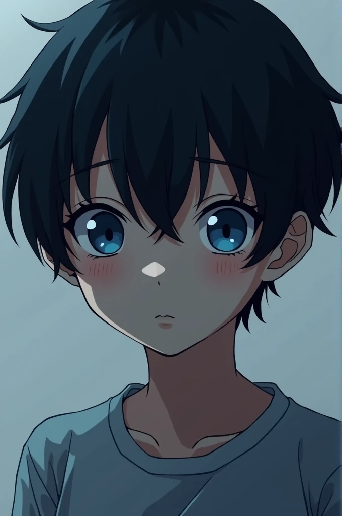 disappointing、Blue Eyes、Hair center part、Black-haired boy、anime