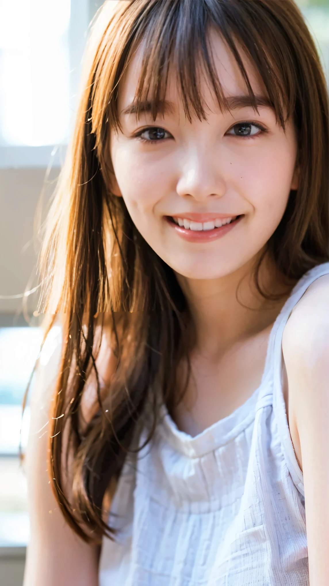 Blonde, Brown Hair, Everything modern:3.66, Cute Japanese Women Photos, smile, 20-year-old, Straight Hair:2.55, (photo Realistic:1.4), (hyper Realistic:1.4), (Realistic:1.3), (Smoother lighting:1.05), (Improving the quality of cinema lighting:0.9), 32K, 1 person,20-year-oldの, Realistic lighting, Backlight, The light shines on your face, Ray Tracing, (Bright light:1.2), (Improvement of quality:1.4), (Highest quality Realistic textured skin:1.4), fine grain, Detailed face,(smile:1.0), (Emphasis on face close-up:1.3), (Enhances the beauty of skin texture:1.1),((Extremely precise and accurate anatomy:1.0)), (Enhances the beauty of skin texture:1.1), Clean and glowing skin, mesh, thin:1.2, (Realistic:1.3), Realisticなライティング, (Smoother lighting:1.05), 32K, One Japanese woman, fine grain, Detailed face, (Film Grain:1.1),(Accentuates body lines:1.1), High resolution, Natural look, Kind eyes, Improves hair quality, Delicate light and shadow, Transparent muscles, Graceful pose, Beautiful Eyes, Sharp details, Soft light reflection, Beautiful contours, Delicate skin tone, Fine hair texture,Cute Japanese Women Photos,