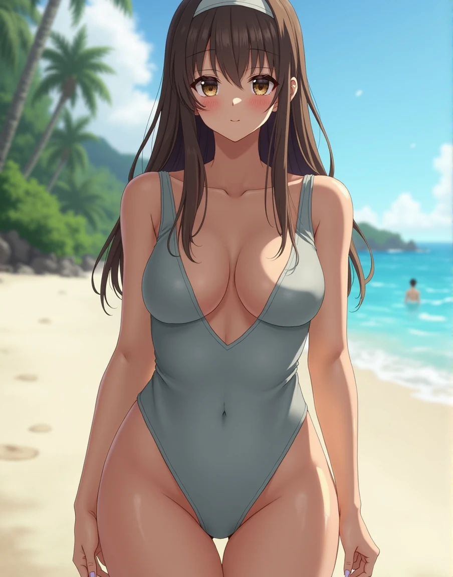 (1 girl, alone), masterpiece、((Super Beauty))、Pure beauty、Voluptuous body、((Chubby:1.2))、Small breasts、Gray one-piece swimsuit, Competitive swimming suits、Low leg swimsuit、Japanese School Swimsuit、head band、Long Hair、Exposing the forehead、timid look、Hawaiiのビーチ、Swimwear that fits perfectly on the skin、(Erect nipples :1.7),Swimsuits that cover most of the body、My swimsuit is wet、((Soaking wet)), Long Hair, timid look、smile, smile, Brown Hair, Long Haired person, View your viewers, Outdoor, Hawaii、sunny、Wet Hair, Wet Skin, Wet swimsuit, Front view、Stand up straight、White Bottoms、Wet swimsuit 、Japanese ID、(Big eyes:1.2), Beautiful woman, Beautiful woman,
Negative Prompt
(Browsing Caution:1.5),Bad job, Poor color, Extra Feet, Extra Fingers, Bad body, Bad finger, Tiger'Evil eye wrinkles'poor、Cat ear、