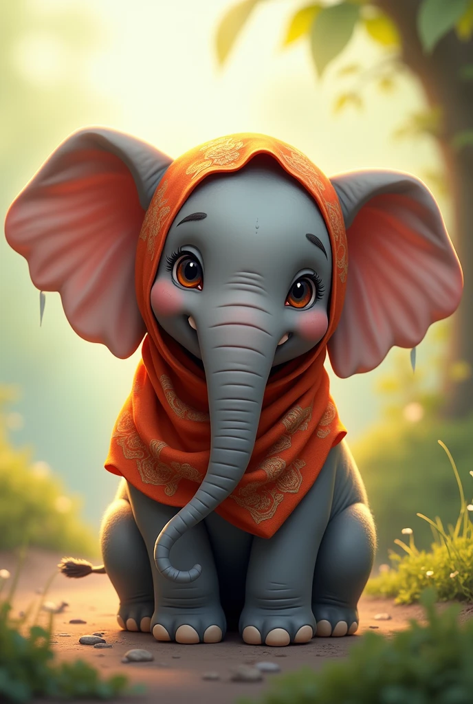 Elephant kid Wear hijab
