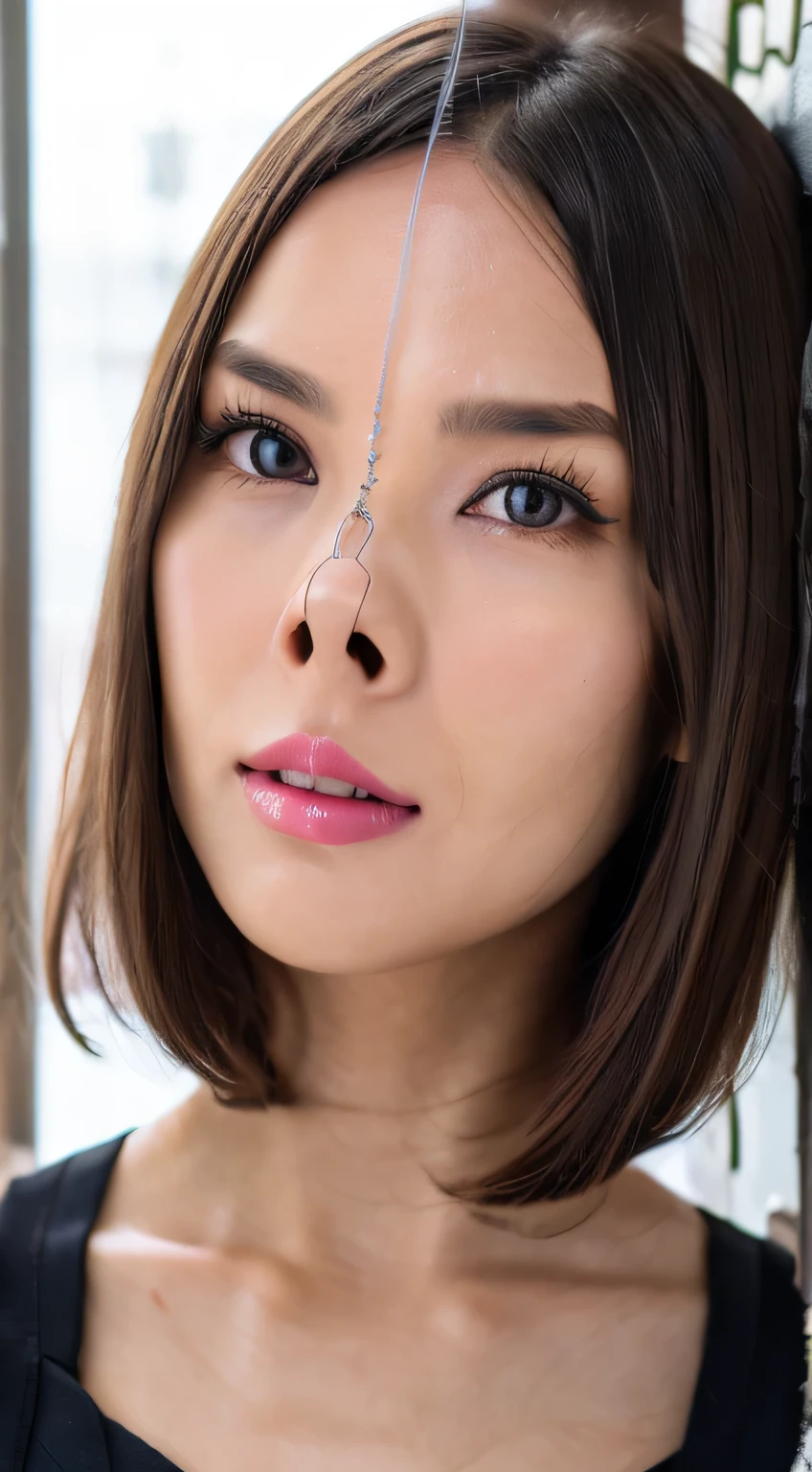 Beautiful and attractive woman in fashion trends, ,(Highest quality realistic textured skin:1.4), Beautiful Eyes, Detailed face, High quality eyes, Focus your eyes, Nose and mouth,Face Focus, Super Face close-up gentle and charming Chinese beautiful woman, Delicate and sexy collarbone, Attractive oval face, double eyelid,, Pink Lips, Small Nose, Expose your shoulders, Focus on the face, Face close-up, Ultra-high resolution, Very detailed, Full body photo, Ultra-thin and transparent, The white off-shoulder shirt and light blue slit skirt are a perfect match..., Fresh and delicious, And see through,Cinema Lighting,Rim Light,Bobcut,