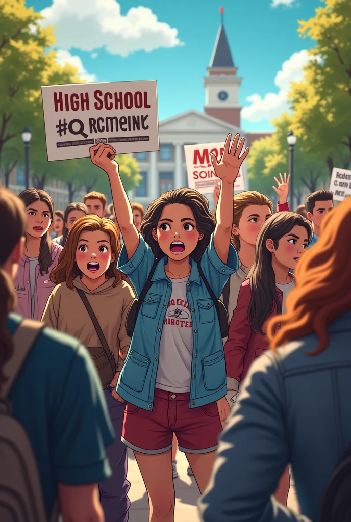 Give me a picture of students protesting against high school reform 
