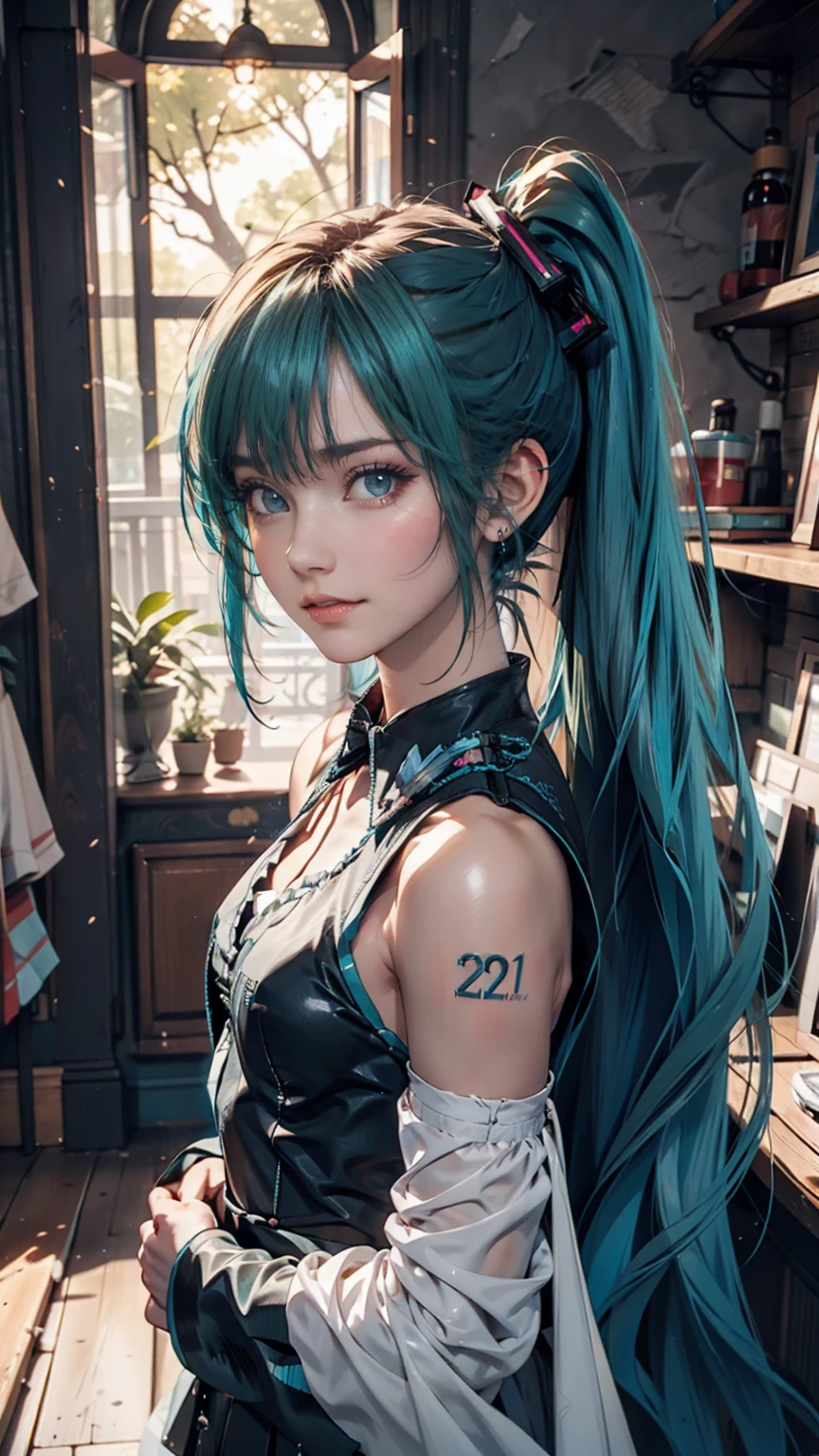 One person, hatsune miku, Cowboy Shot