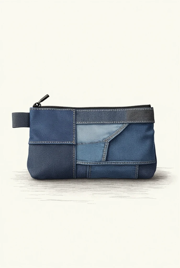 Create pencil case image with denim scraps