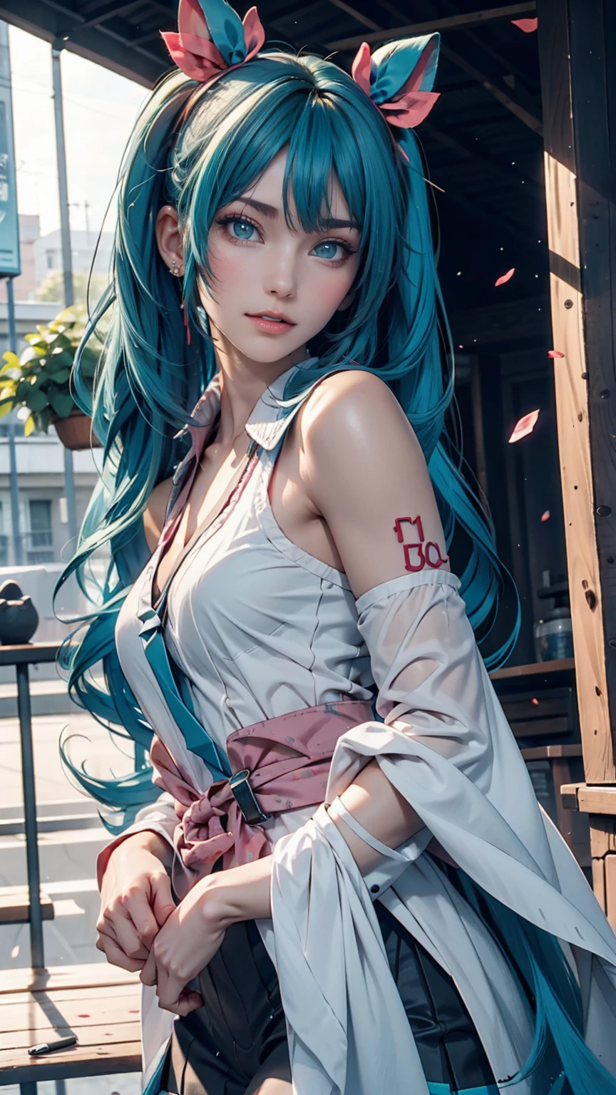One person, hatsune miku, Cowboy Shot